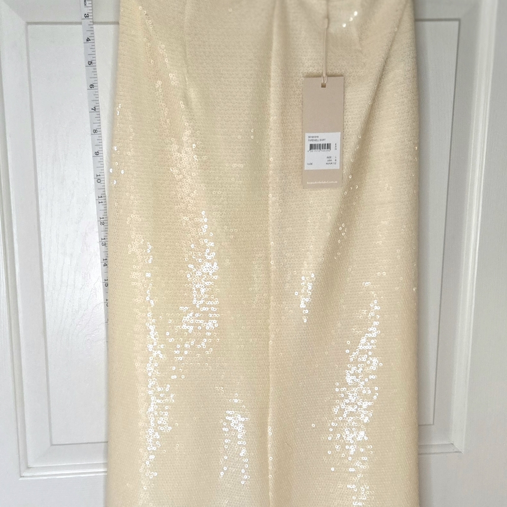 KEEPSAKE the Label Sequin Cream Midi Skirt